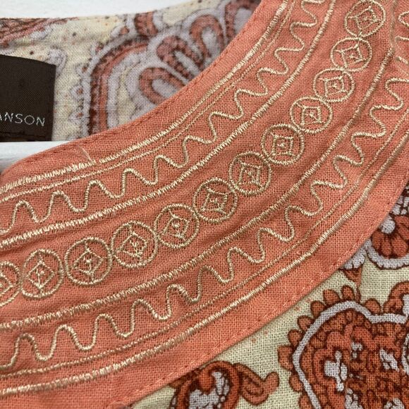 Fenn Wright Manson Top Size M Paisley Embroidered Linen Rayon Sleeveless Tunic - Picture 8 of 12